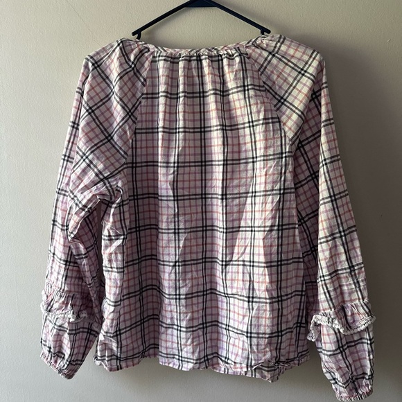 J. Crew- Plaid ruffle-trim peasant top - Ivory Warm Rose - Small - Picture 7 of 7
